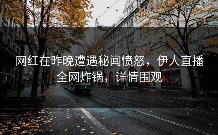 网红在昨晚遭遇秘闻愤怒,伊人直播全网炸锅,详情围观