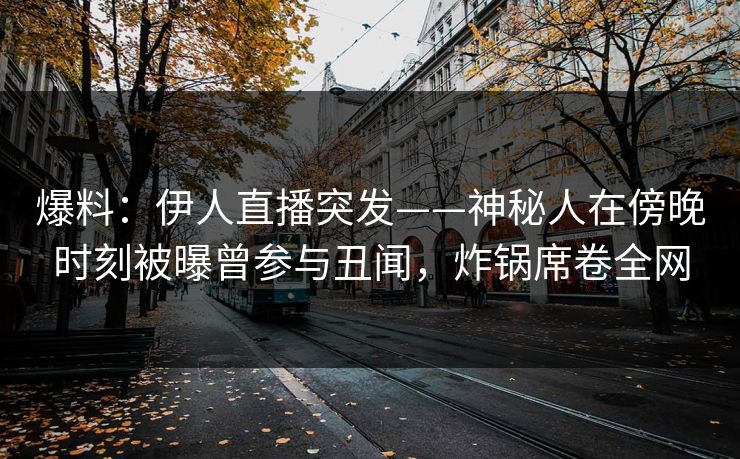 爆料：伊人直播突发——神秘人在傍晚时刻被曝曾参与丑闻，炸锅席卷全网